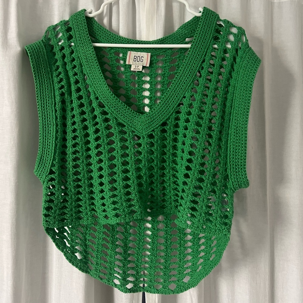 Green knit top